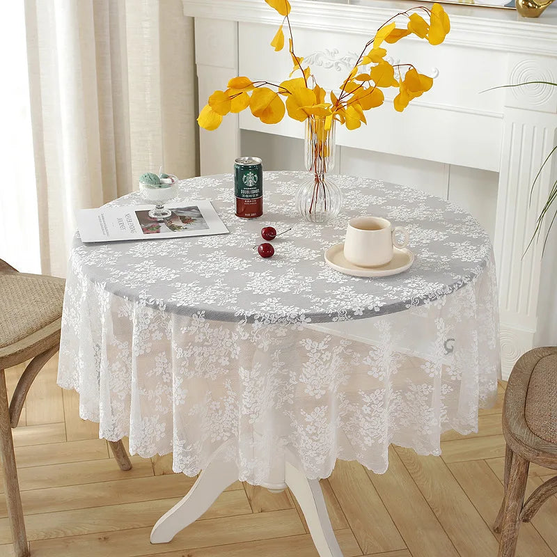 Battilo White Lace Tablecloth | Wedding & Banquet Table Cover