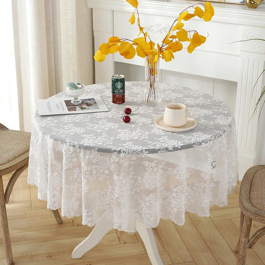 Battilo White Lace Tablecloth | Wedding & Banquet Table Cover Lace Tablecloth Peaceful Pleasures Health and Wellness