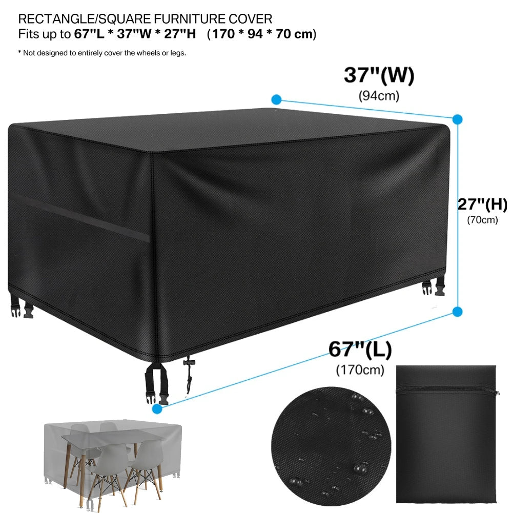 Outdoor Furniture Dust Cover 210D Oxford Cloth Garden Chair Cover Sofa Cover Waterproof Outdoor Patio Table Furniture Cover Peaceful Pleasures Health and Wellness Rectang 170x94x70cm