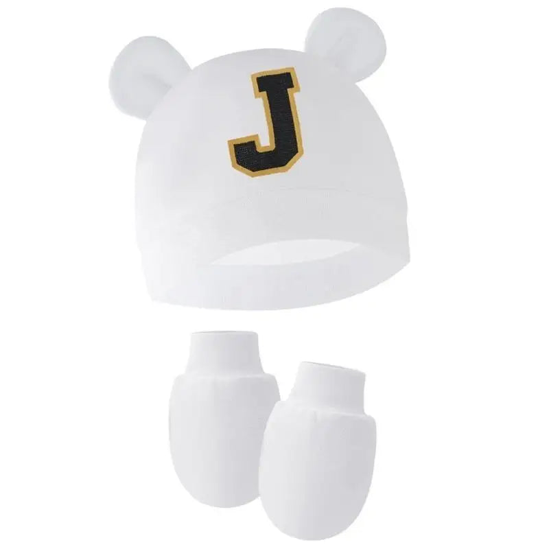 Newborn Hat & Mittens Set | Breathable Cotton, 0–3 Months Newborn Hat & Mittens Set Peaceful Pleasures Health and Wellness Letter J China Mainland