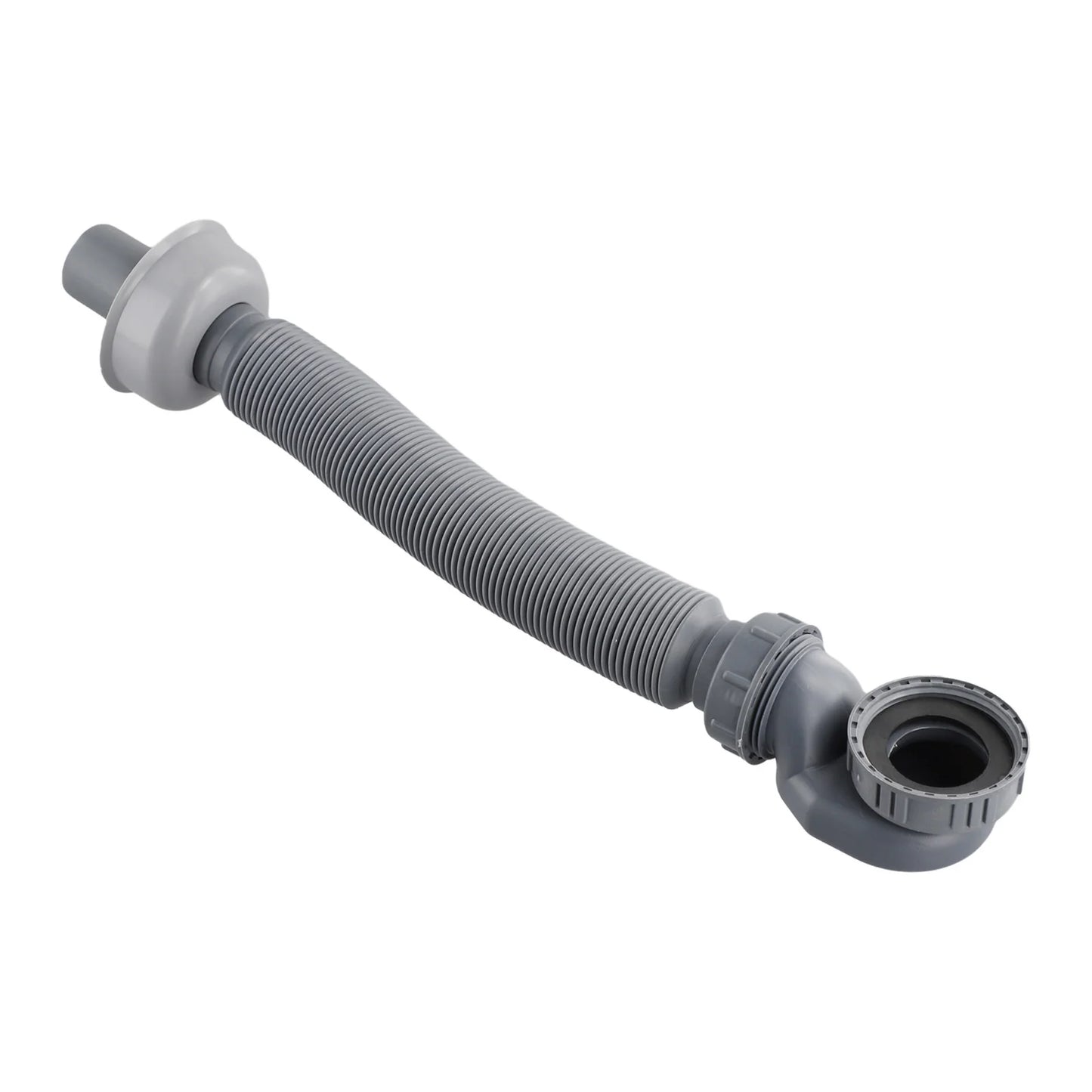 Low Profile Trap Flexible Bathtub Shower Drain Pipe Gray ABS Flat Tub