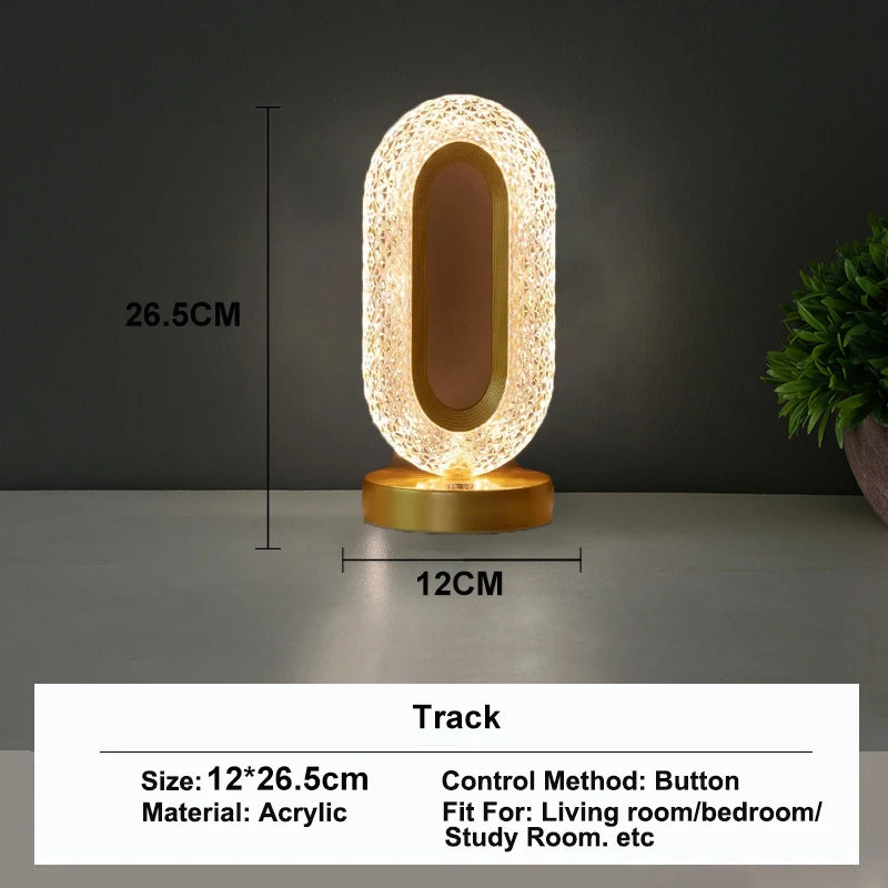 GGbingo 3D Track Crystal Table Lamp Office USB Charging Night Light for Bedroom Living Room Party Decoration Creative Lamp Peaceful Pleasures Health and Wellness Track