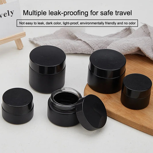 Black Glass Cream Jars – Empty Cosmetic Containers 10/30/60g Cosmetic Storage Jar Peaceful Pleasures Health and Wellness