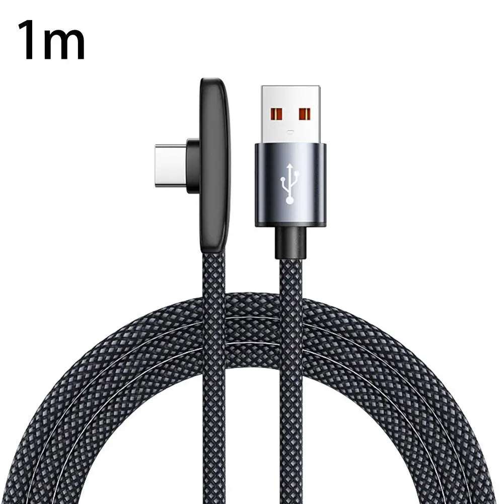 Data Cable Fast Charging USB Type C Cables Smart 90-degree Right-angle Connector for Samsung Xiaomi Huawei Google Peaceful Pleasures Health and Wellness Black 1 meter