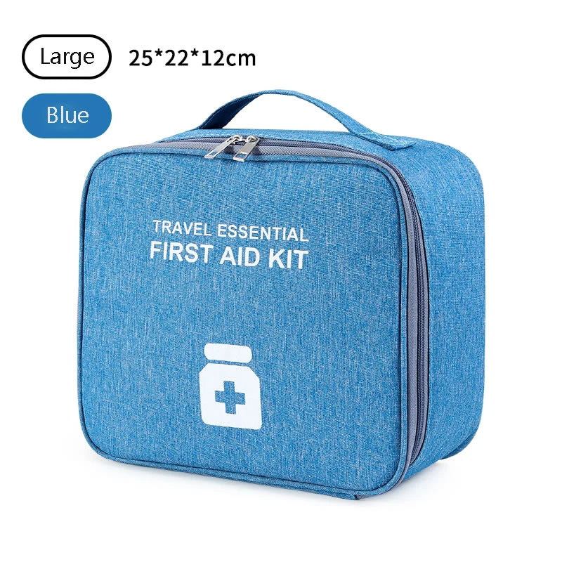 Home First Aid Kit Large Capacity Empty Medicine Storage Bag Portable Travel Medicine Box Survival Bag Emergency Bag For Car Peaceful Pleasures Health and Wellness Blue Large