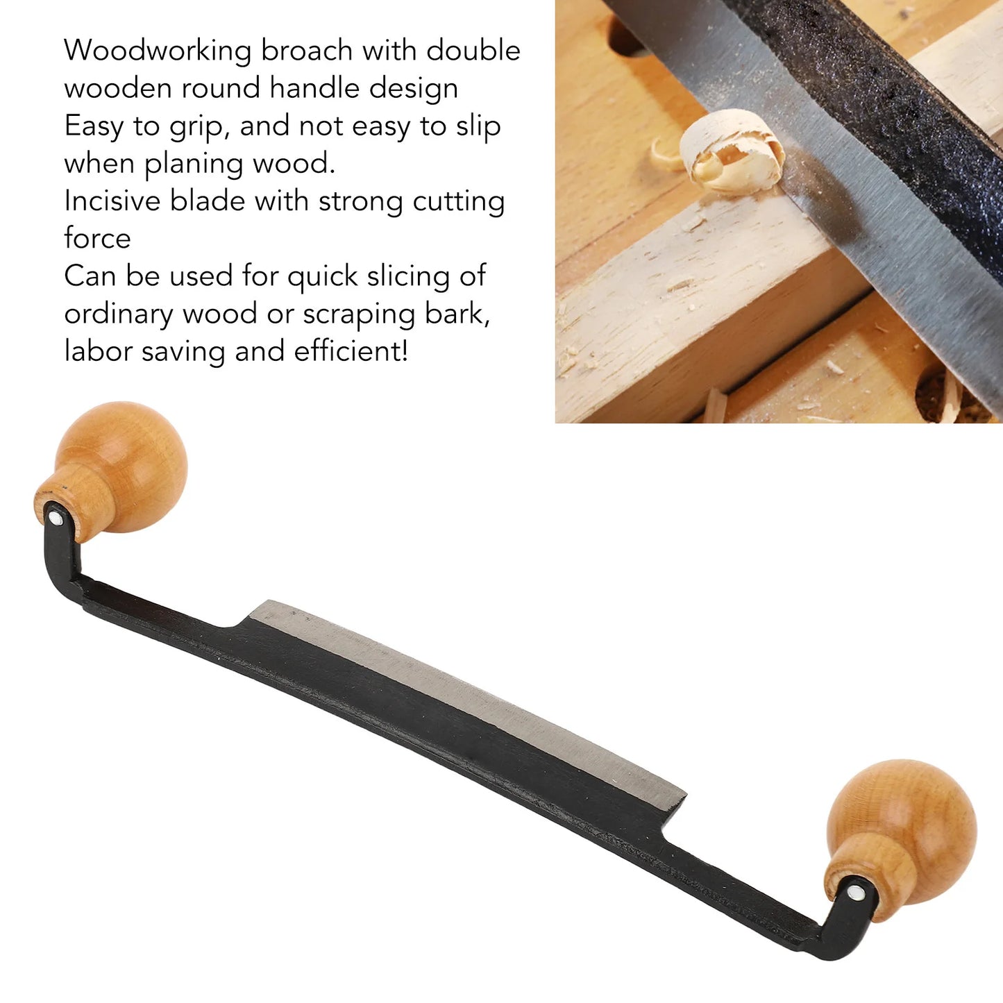 Straight Draw Knife HRC30 Hardness Draw Shave Knife Debarking Hand Tool Tungsten Steel Blade Easy To Grip for Woodworking Peaceful Pleasures Health and Wellness