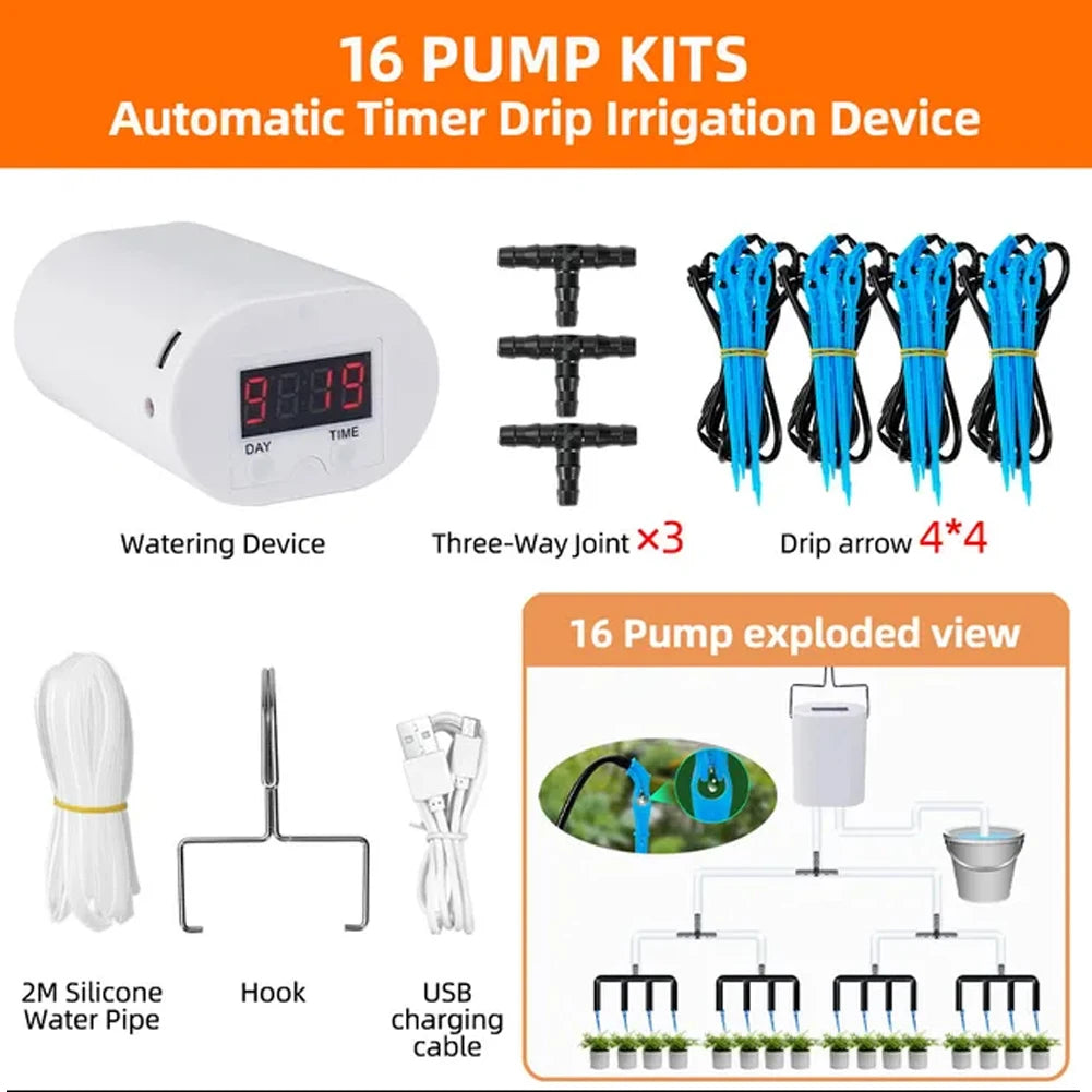 Automatic Drip Irrigation Kit with Timer – 2/8/16 Head Peaceful Pleasures Health and Wellness