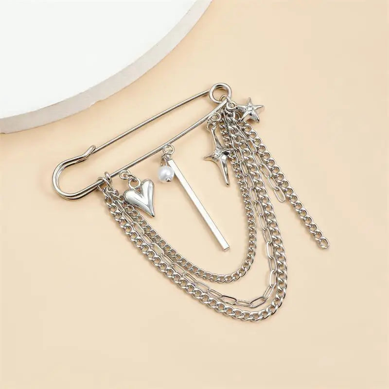 Retro Star Pearl Tassel Brooch Pin | Elegant Women's Accessory