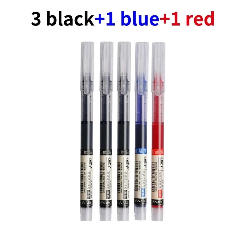 3-24Pcs Straight Liquid Gel Pen Quick-drying, Large-capacity 0.5mm Black Blue Ink for Writing School Office Stationery Supplies Peaceful Pleasures Health and Wellness 3 black 1 blue 1 red