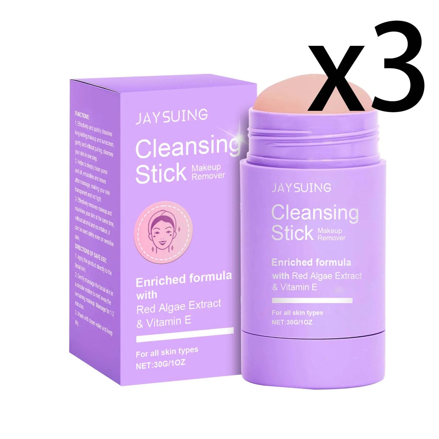 Vitamin E Makeup Remover Stick for Deep Cleansing Peaceful Pleasures Health and Wellness 3x30g 30g
