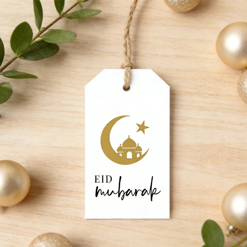 10pcs Eid Mubarak Diamond Hangtags | Gold Moon Star Gift Tags Eid Gift Hangtags Peaceful Pleasures Health and Wellness