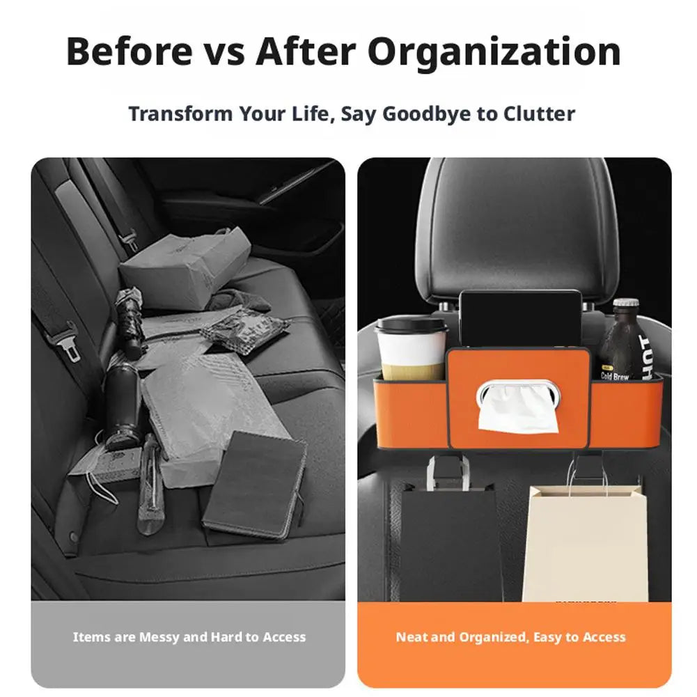 Car Seat Rear Multi-function Convenient Storage Box Key Door Side Sundries Cup Holder Tissue High-quality Leather Storage Box Peaceful Pleasures Health and Wellness