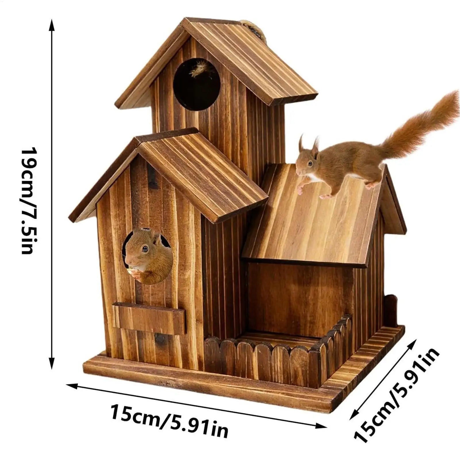 Wooden Squirrel & Chipmunk Feeder – Hanging Awning Garden House Wildlife Feeder Peaceful Pleasures Health and Wellness