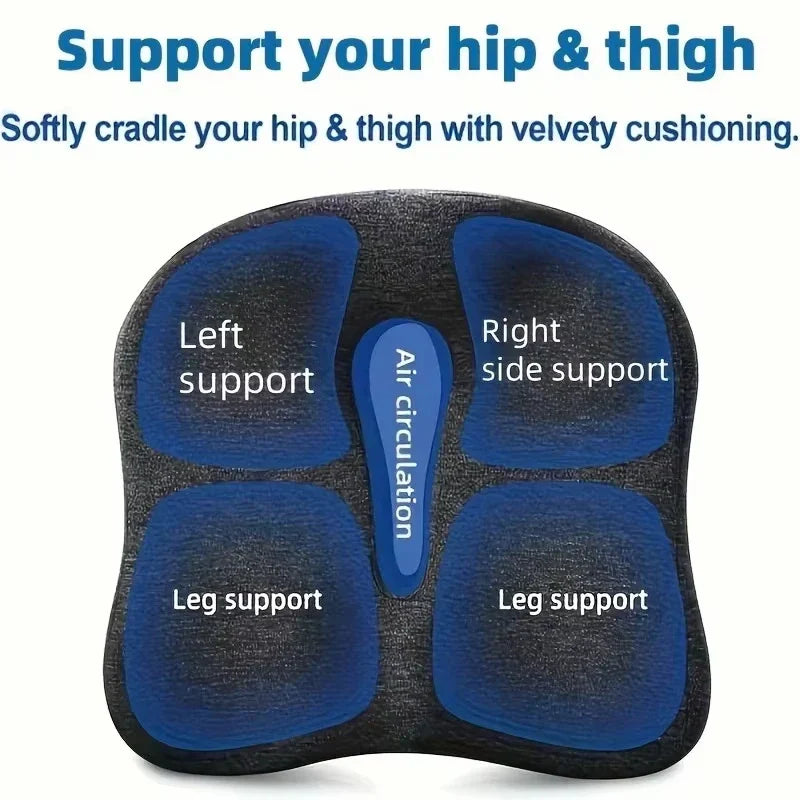 Memory Foam Seat Cushion – Ergonomic Center Groove, Non-Slip