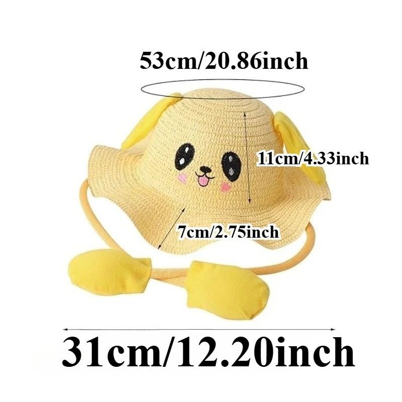 Kids Anti-UV Straw Sun Hat Cute Bunny Ears | Girls & Boys