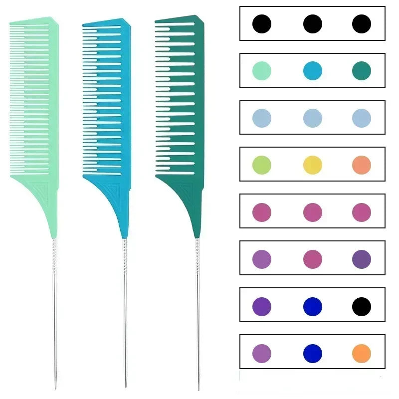Hair Styling Combs, Tailed Comb Set, Coloring Dyeing Comb, Salon Tool, Sectioning Highlighting Weaving Cutting Comb, 3pcs Peaceful Pleasures Health and Wellness