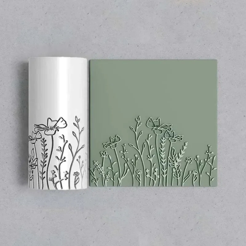 Wild Flowers & Grass Soft Clay Texture Rolling Tool: High-Precision Texturizing Roller for DIY Jewelry Making & Creative Decor Peaceful Pleasures Health and Wellness Green