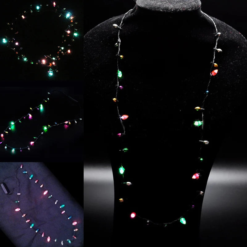 1 Pcs Mini Flashing Light-up Blinking Christmas Lights Costume Necklace 8 LED Bulbs Peaceful Pleasures Health and Wellness