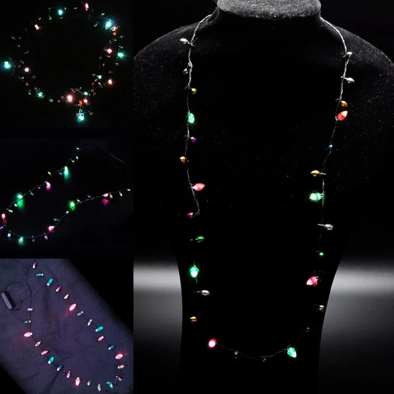 LED Flashing Christmas Light Necklace | 8 Bulbs, 3 Modes