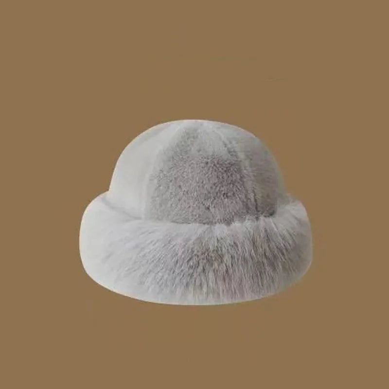 1pc Winter Thicken Faux Fur Fisherman Hat for Women, Windproof Snowproof Pilot Hat, Ear Protection Cap for Outdoor Riding Skiing Peaceful Pleasures Health and Wellness Light Gray