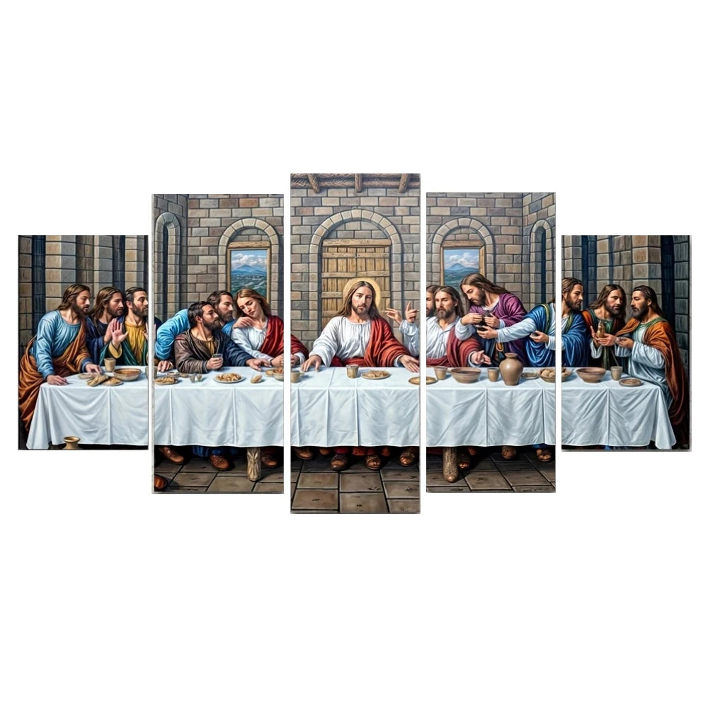 5pcs Jesus Christ Home Decor Canvas Painting, The Last Supper Posters and Prints for Living Room Wall Decor No Frame Peaceful Pleasures Health and Wellness 5pcs 40x60-40x80-40x100cm