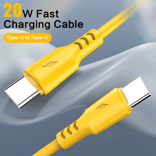20W USB-C to USB-C Fast Charging Cable | 0.3m & 1.5m Yellow