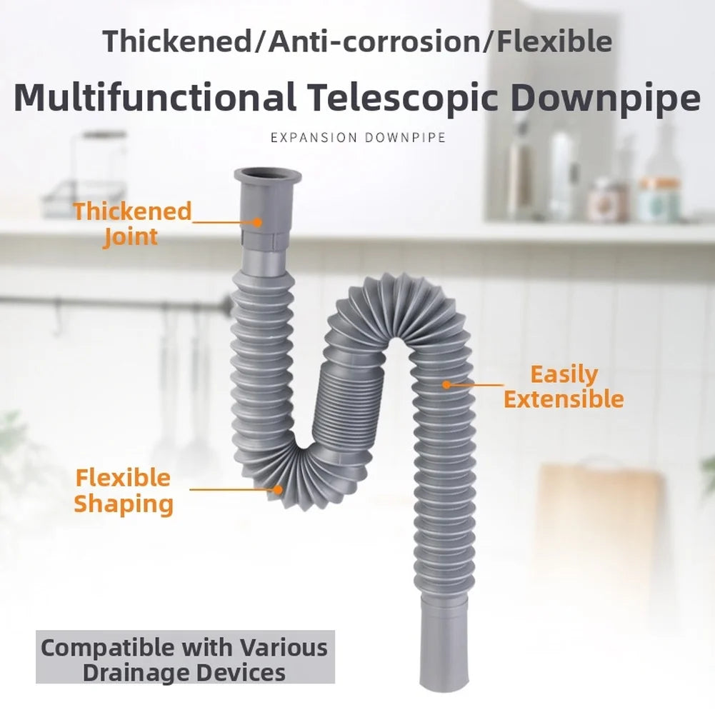 Extendable Sink Drain Hose Standard Head 80- Flexible Plastic Pipe
