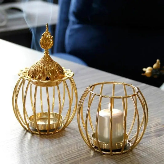 Arabian Gold Incense Burner Iron Candlestick Creative Home Model Peaceful Pleasures Health and Wellness