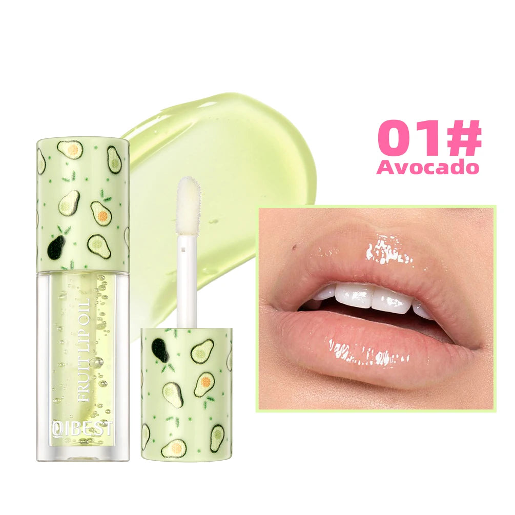 QIBEST Fruit Lip Balm Oil Plumping Lip Gloss Moisturizing Makeup Primer Sexy Plump Lip Glow Oil Lip Plumper Care Lips Cosmetics Peaceful Pleasures Health and Wellness 01 Avocado