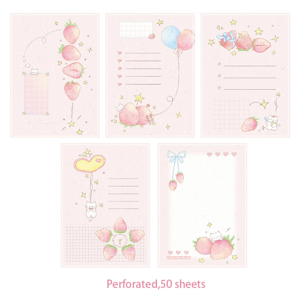 50 M5 Hand Account Book Loose Leaf Paper Pink Strawberry Purple Heart