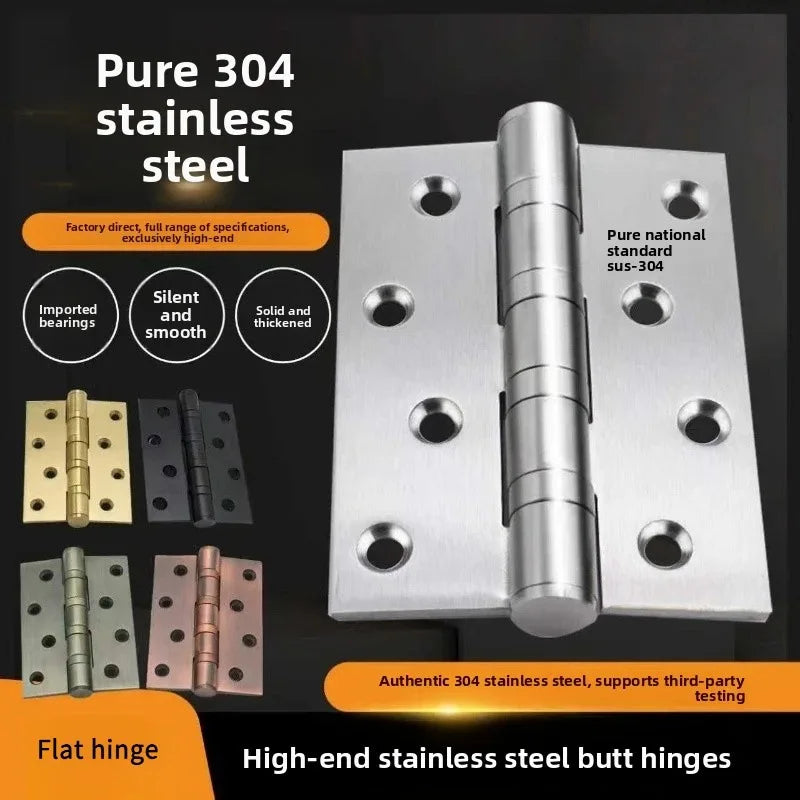 stainless steel Mute Hinge Room Door 4 Inch Bearings Hinges 3mm Thick Heavy Doors Strong Load Bearing Gemel Furniture Hardware Peaceful Pleasures Health and Wellness