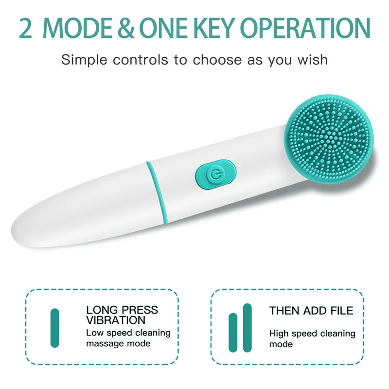 2-in-1 Silicone Facial Cleanser with 2-Speed Sonic Vibration Electric Face Wash Pore Cleansing Brush for Lip Target Area Peaceful Pleasures Health and Wellness