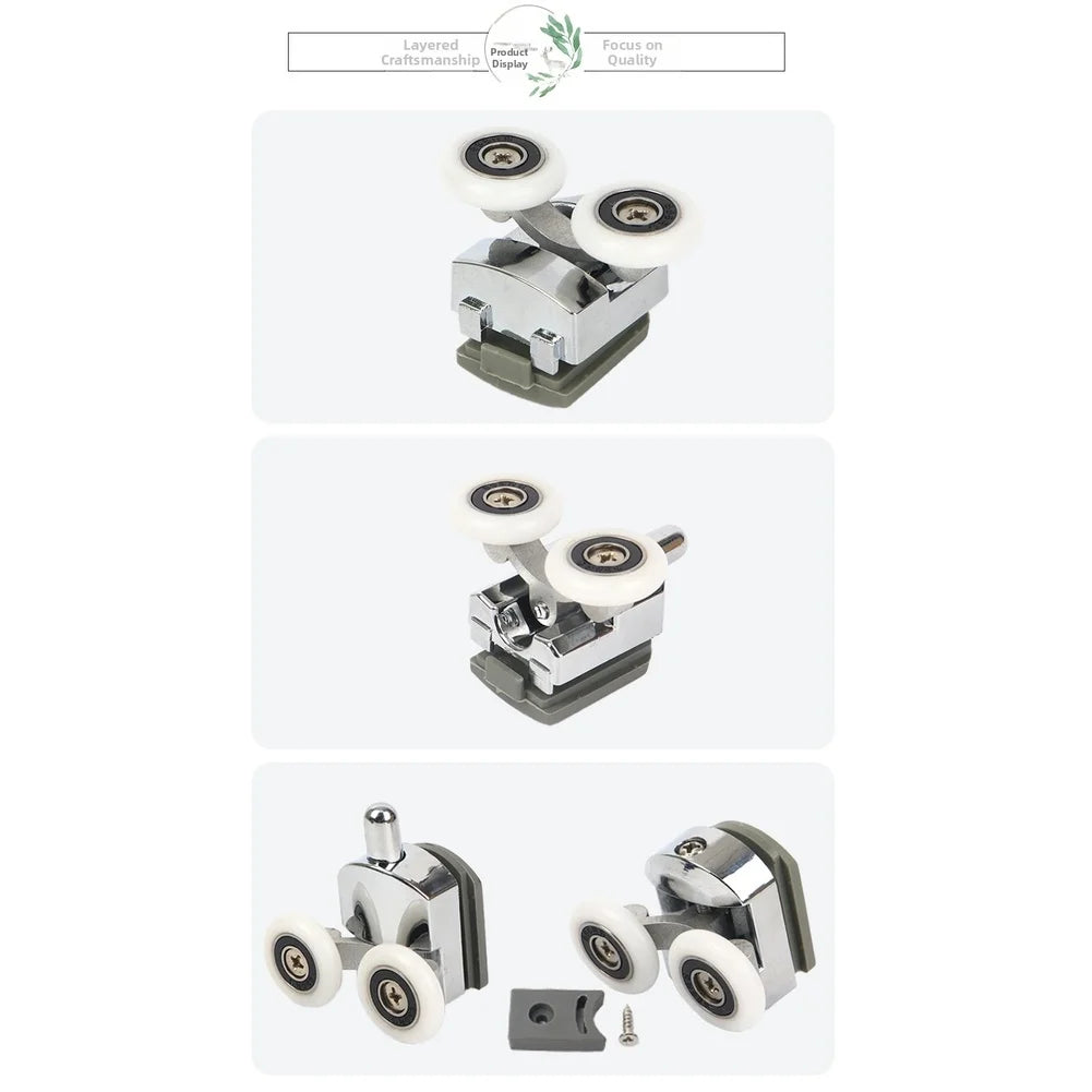 Shower Door Rollers Aluminum Alloy Plated Spring Loaded Double Wheel