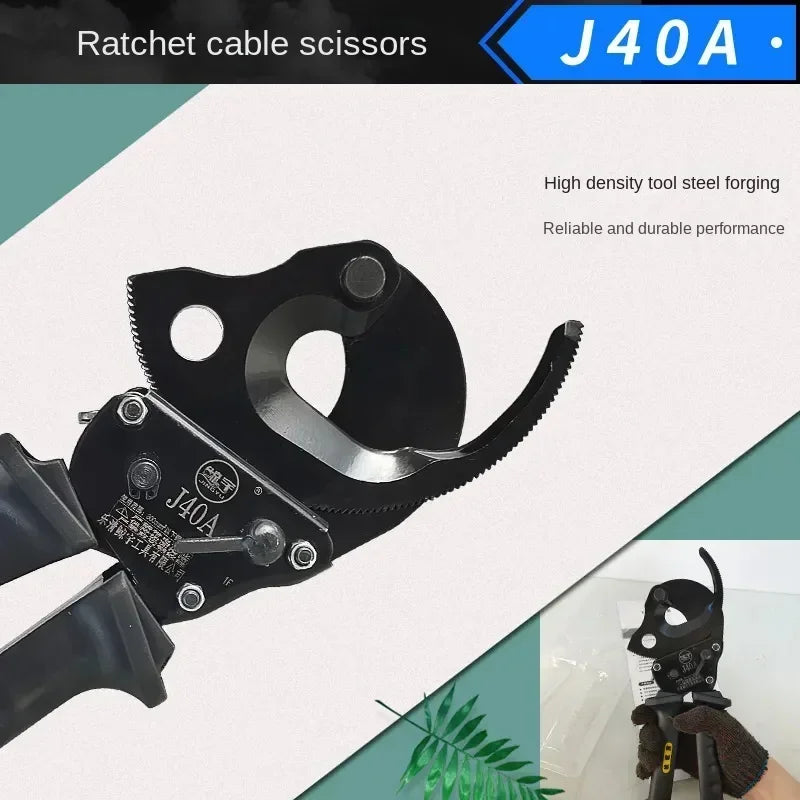 J40A Ratchet Cable Cutter Up to 300mm² | Steel Wire Cutting Tool
