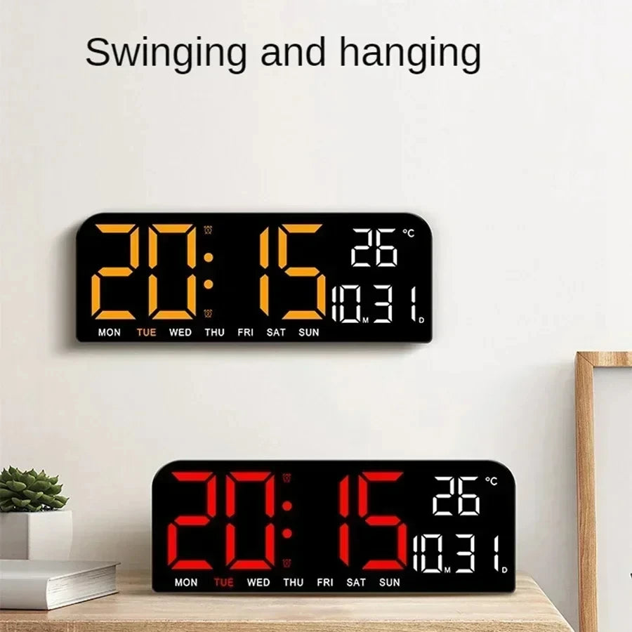 Large LED Digital Wall Clock Table Clock Temperature Date Week Display Countdown Brightness Adjustment Dual Alarms 12/24H Clock Peaceful Pleasures Health and Wellness