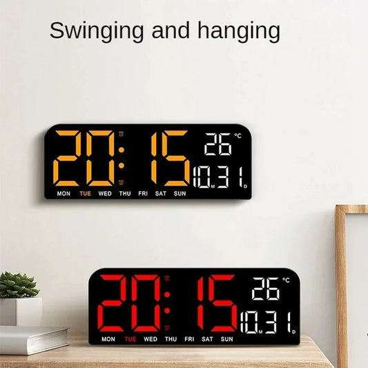 Large LED Digital Wall Clock Table Clock Temperature Date Week Display Countdown Brightness Adjustment Dual Alarms 12/24H Clock Peaceful Pleasures Health and Wellness