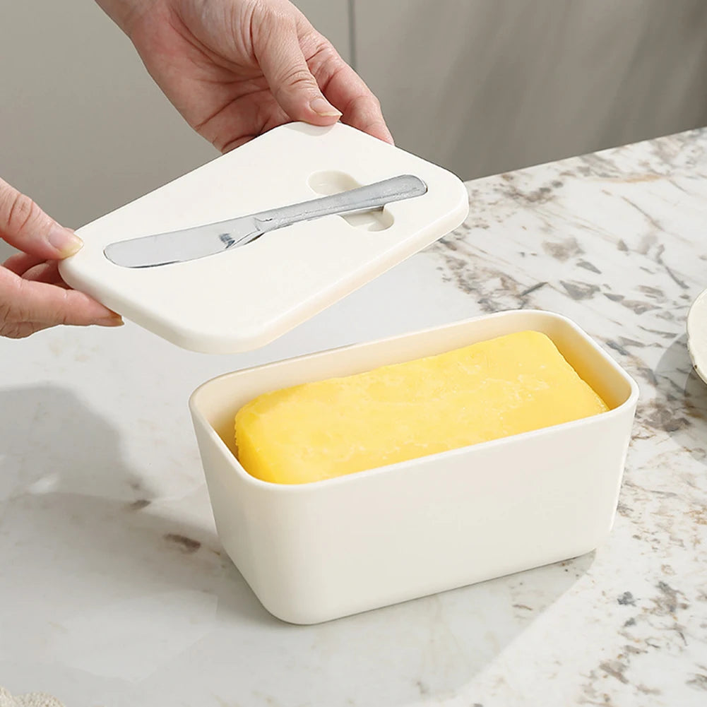 Butter Dish with Lid & Cutter | Airtight Fridge Storage Box Butter & Cheese Storage Peaceful Pleasures Health and Wellness