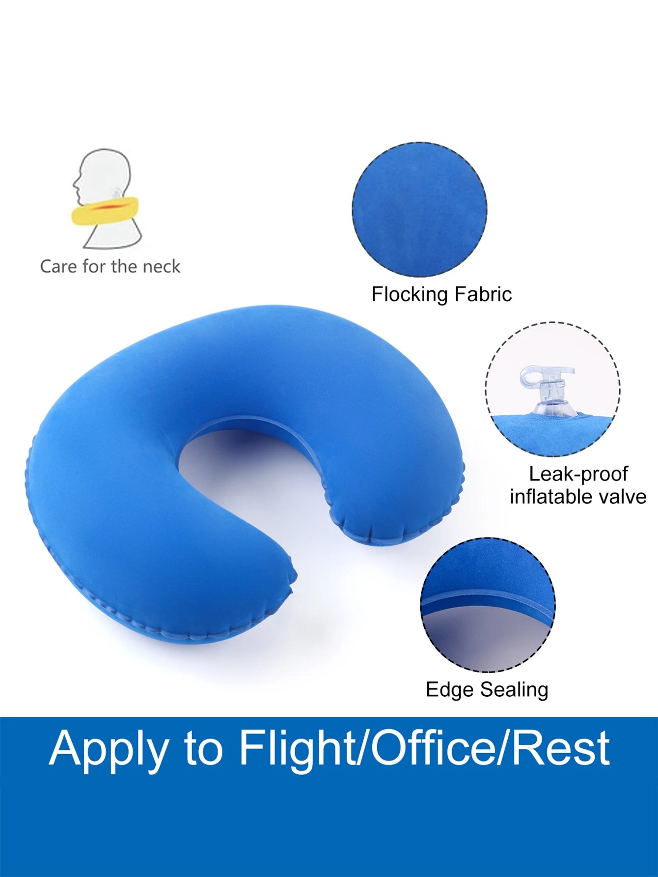 Inflatable U-Shaped Travel Neck Pillow 2 Pack – Foldable