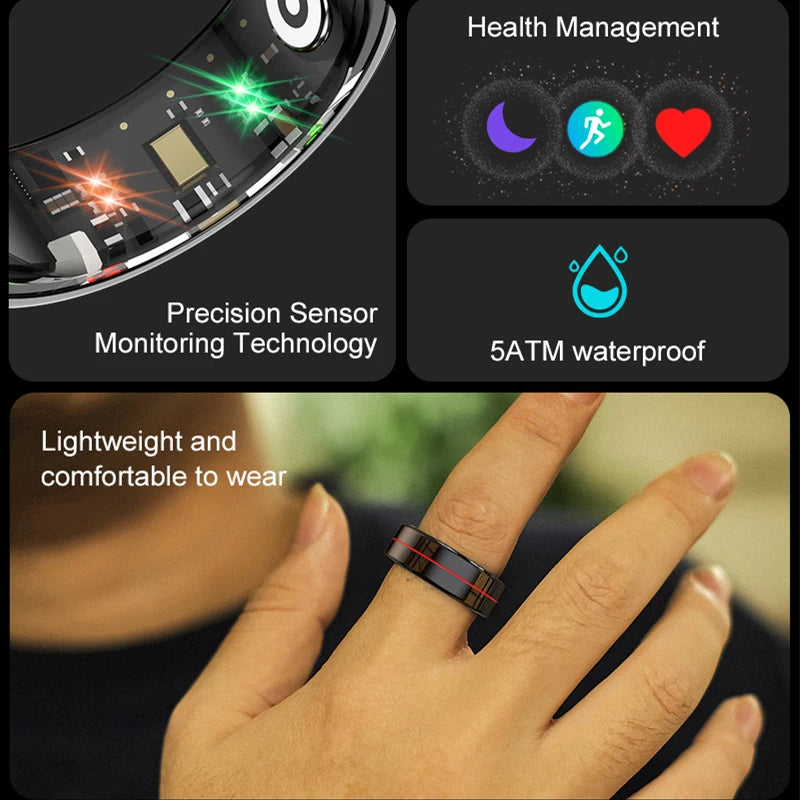 R04 Smart Ring Men Women Health Sleep Monitor 5ATM Waterproof Ring Fitness Tracker Smartring Multi-sport Mode Camera Control Peaceful Pleasures Health and Wellness