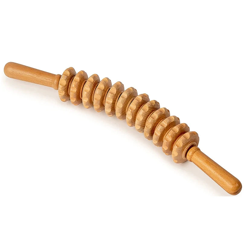 MagCellapy 12-Wheel Wooden Roller Massage Stick | Trigger Point