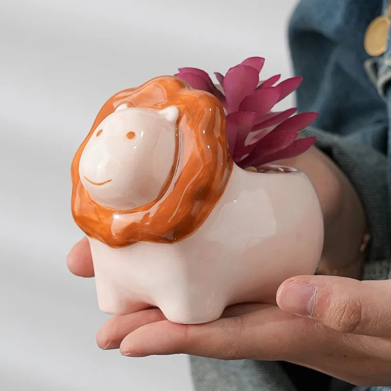 Animal Shape Ceramic Succulent Planter | Cute Cartoon Pot