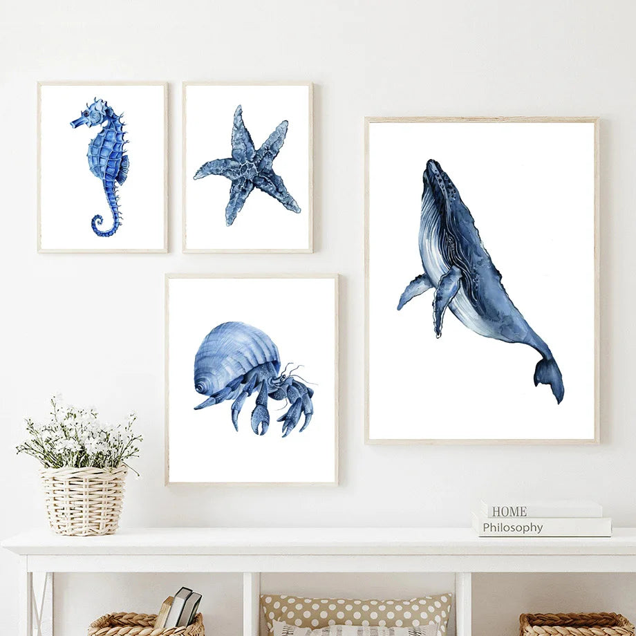 Ocean Animals Canvas Wall Art Print – Kids Room Decor