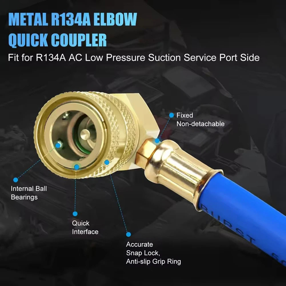 R134A AC-Refrigerant Charge Hose Kit,With Gauge Repair Tool,Universal Accurate-Pressure Monitoring DIY Garage Hvac Maintenance Peaceful Pleasures Health and Wellness