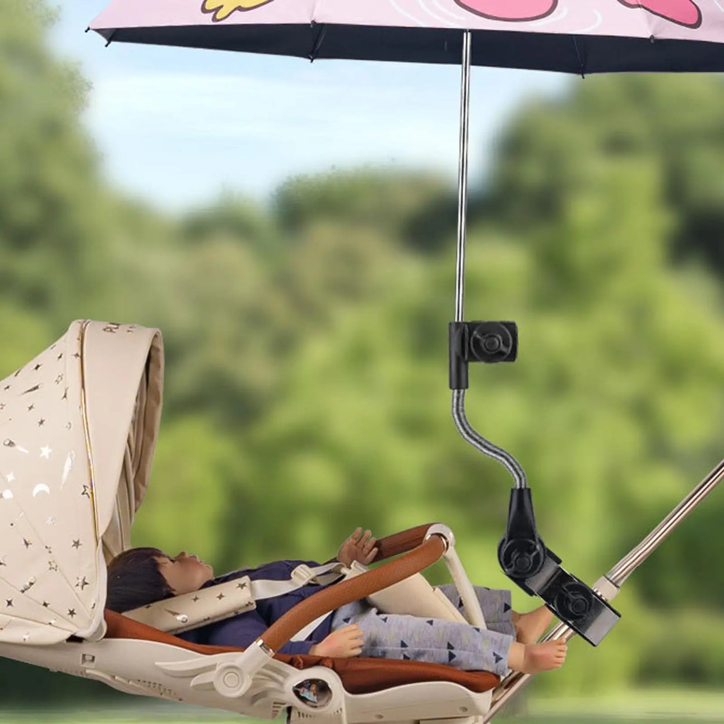 Umbrella Clip For Stroller 360 Degree Adjustable Secure Grip Wheelchair Umbrella Holder For Wheelchair Golf Beach Fishing Peaceful Pleasures Health and Wellness