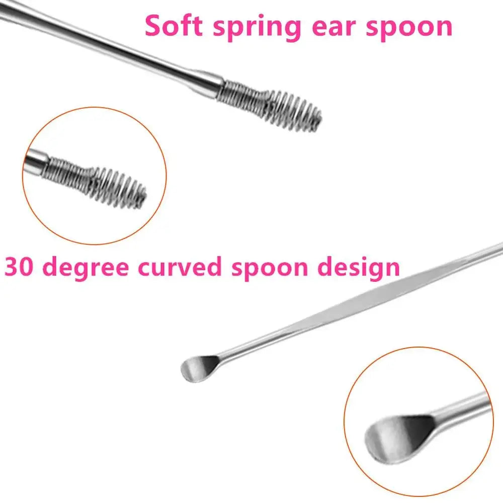 Ear Wax Removal Kit – 5/6pcs Stainless Steel Curette Set Ear Cleaning Kit Peaceful Pleasures Health and Wellness