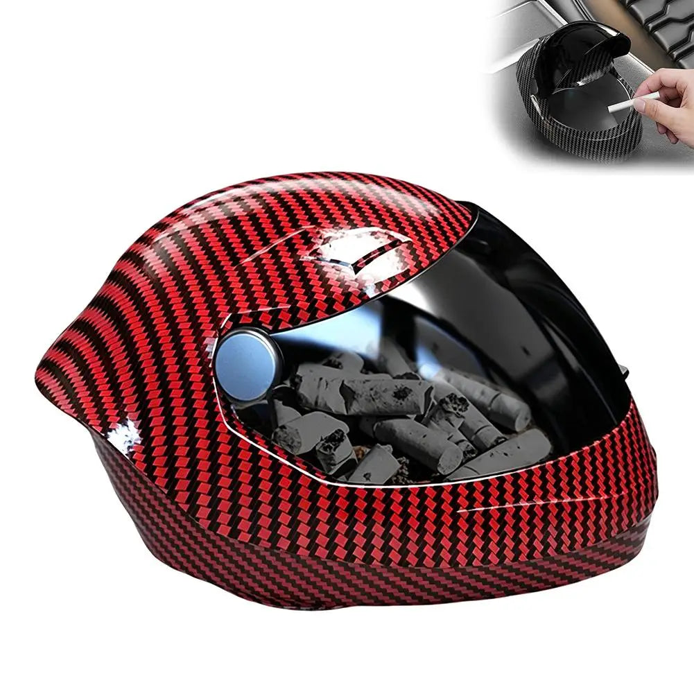 New Car Ashtray Personalized Helmet Shaped Ashtray Garbage Coin Storage Container Box Auto Car Ash Tray Interior Decor Gift Peaceful Pleasures Health and Wellness Red