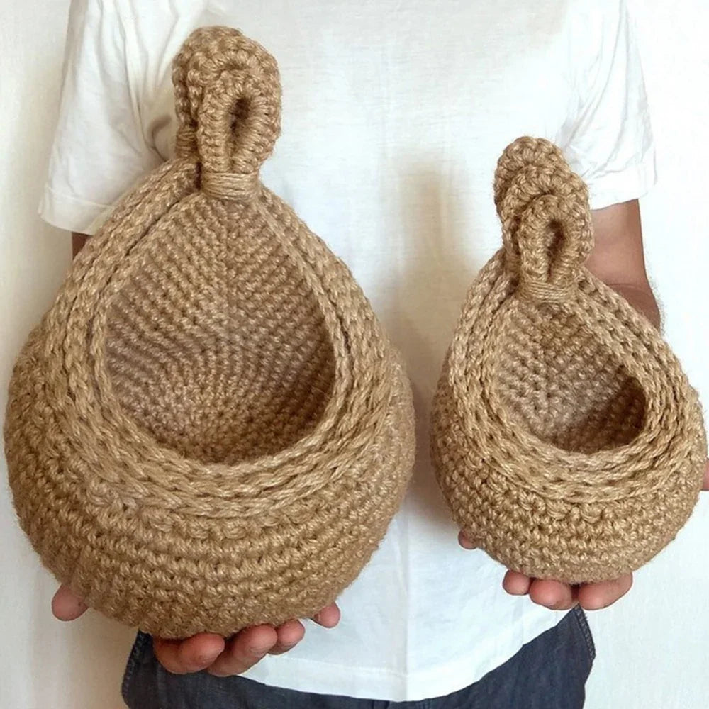 Fruit Vegetable Basket XS-2XL Handwoven Wall Hanging Teardrop Plant Basket Kitchen Table Wall Hanging Storage Basket Container Peaceful Pleasures Health and Wellness