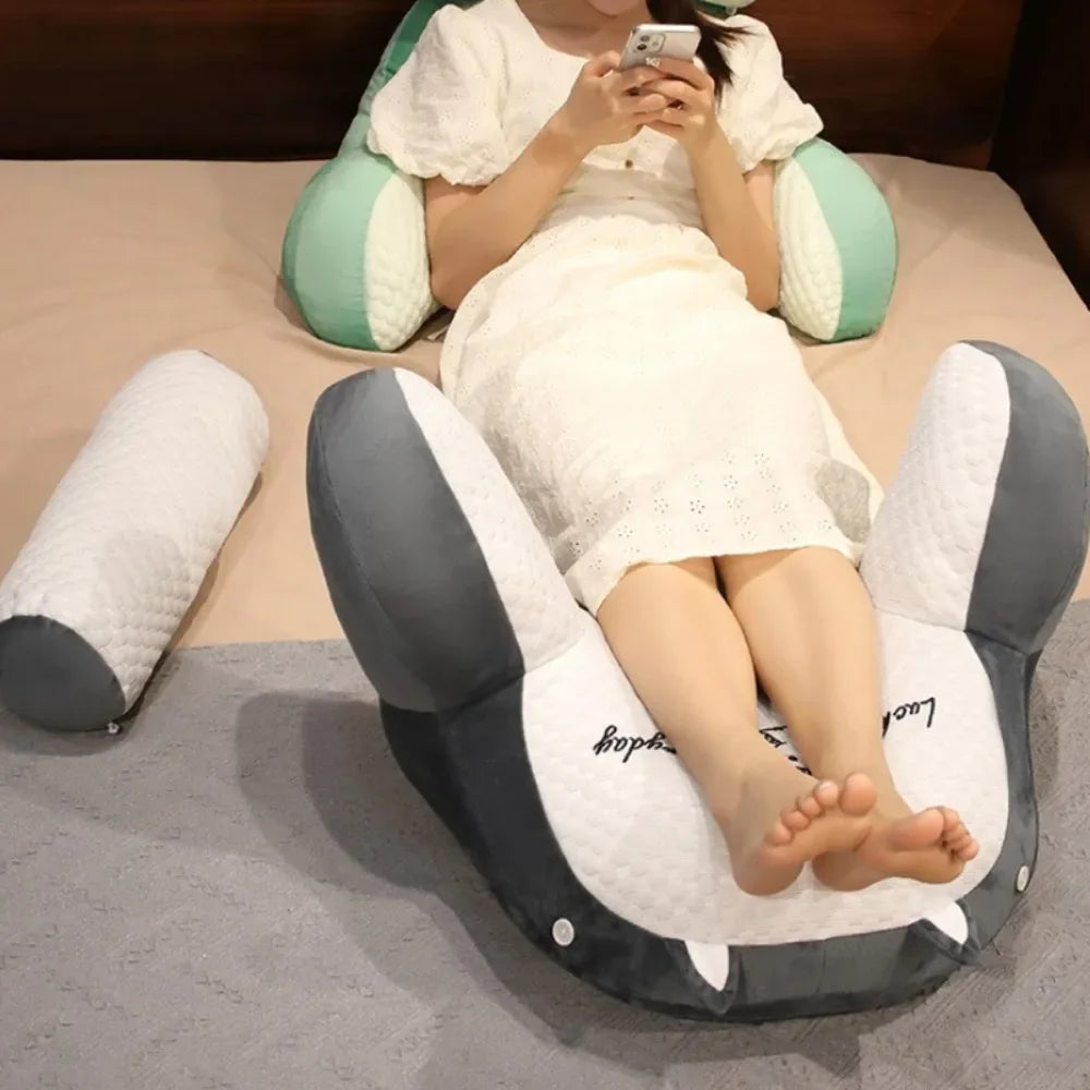 1pc Adjustable Reading Pillow Ergonomic Back Support Cushion for Bed/Sofa/Floor Gray Quilted Breathable Design Peaceful Pleasures Health and Wellness