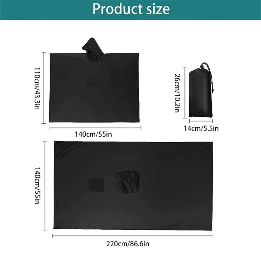 New 3 in 1 Outdoor Raincoat Hooded Sleeve Multifunction Rain Poncho Waterproof Portable Outdoor Rainwear Hiking Travel Peaceful Pleasures Health and Wellness