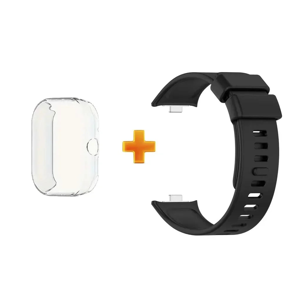 Redmi Watch 4 Silicone Strap + TPU Case Set | Shockproof Cover Peaceful Pleasures Health and Wellness black